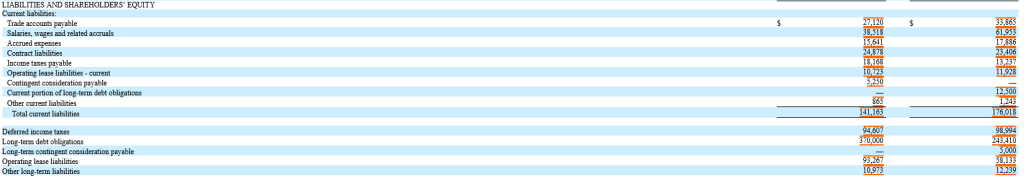 Screenshot of the Liabilities portion of a Bio-Techne Balance Sheet